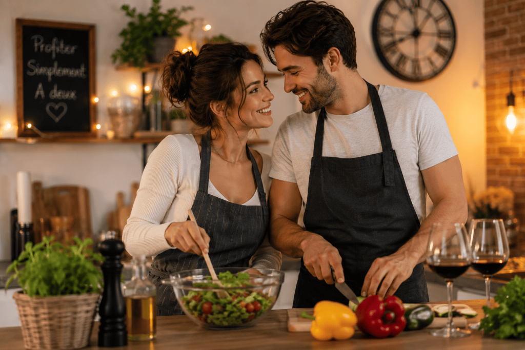 Couple partageant une activité pour casser la routine